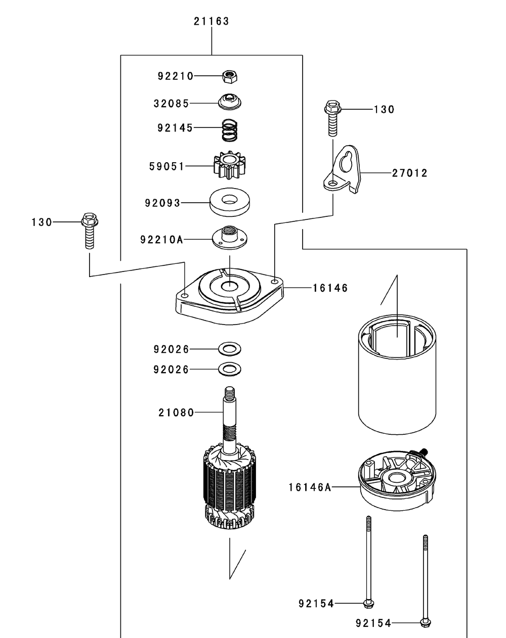 Kawasaki Fr600v-As06 Starter Diagram and Parts List for XT2-LX42KW (Carb-13WGA1CS210)(2015) Cub Cadet Lawn Tractor
